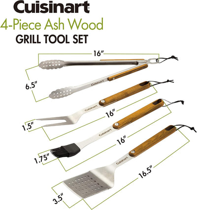 Juego 4 Pzas Herramientas Parrilla Espátula Pinzas Tenedor Cepillo