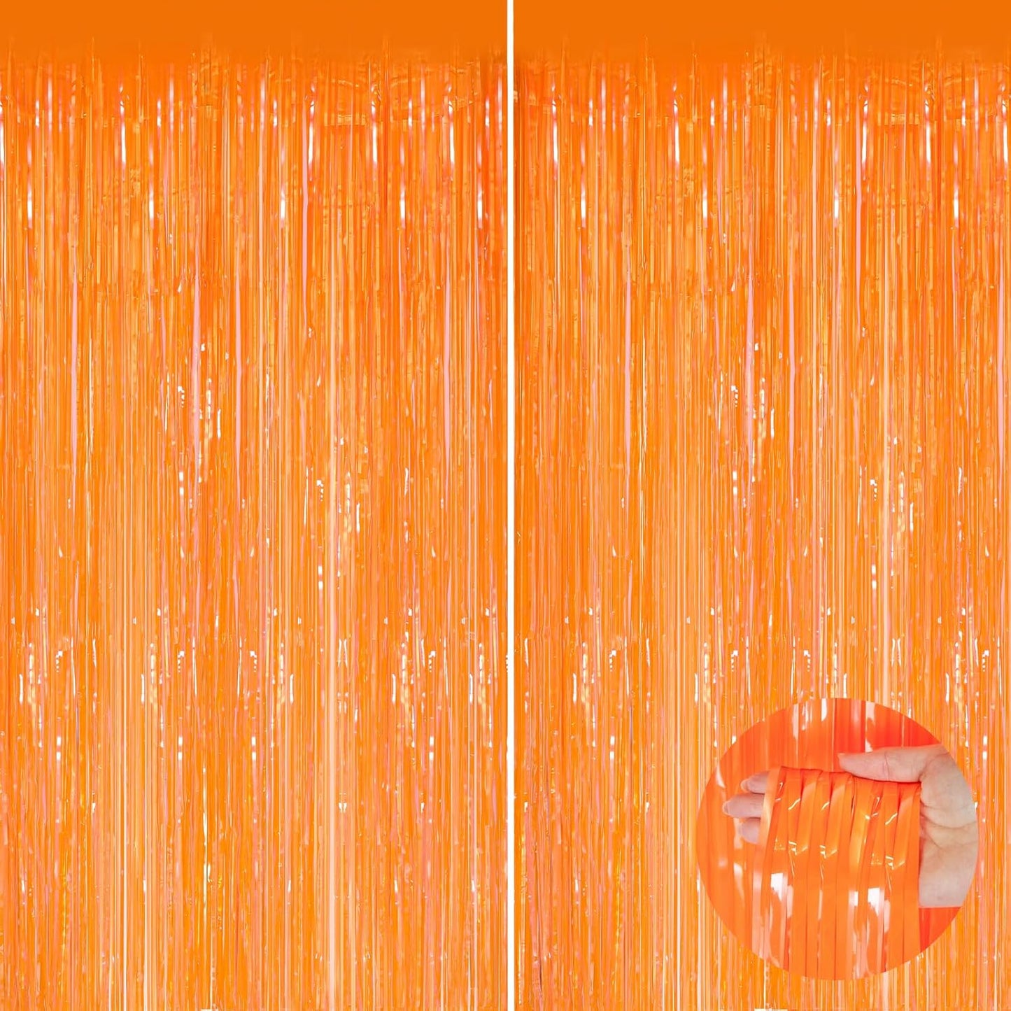 Cortinas flecos oropel naranja 3.3x8.3pies pack 2