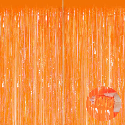 Cortinas flecos oropel naranja 3.3x8.3pies pack 2