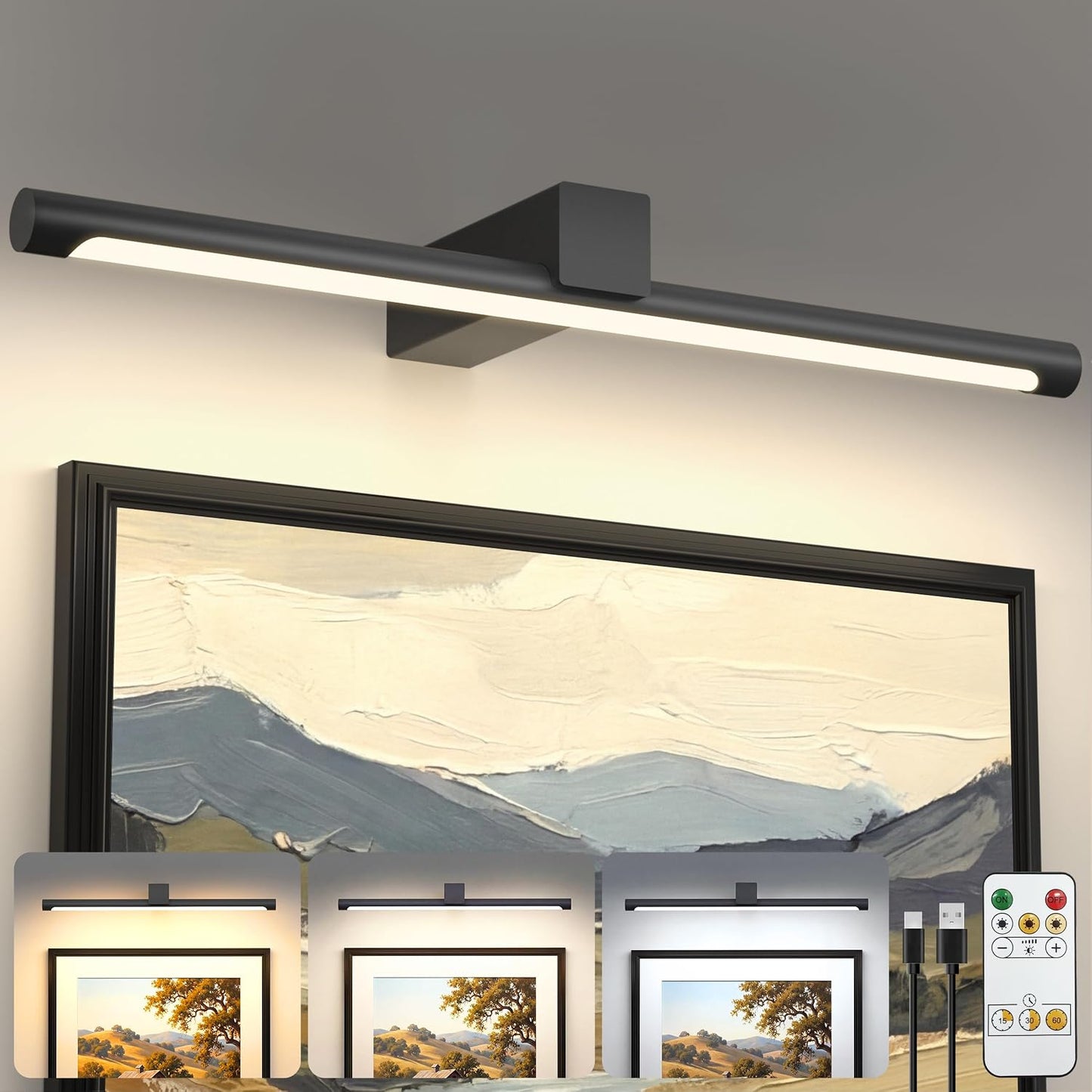 Luz pared inalámbrica artística con control remoto 3 temperaturas