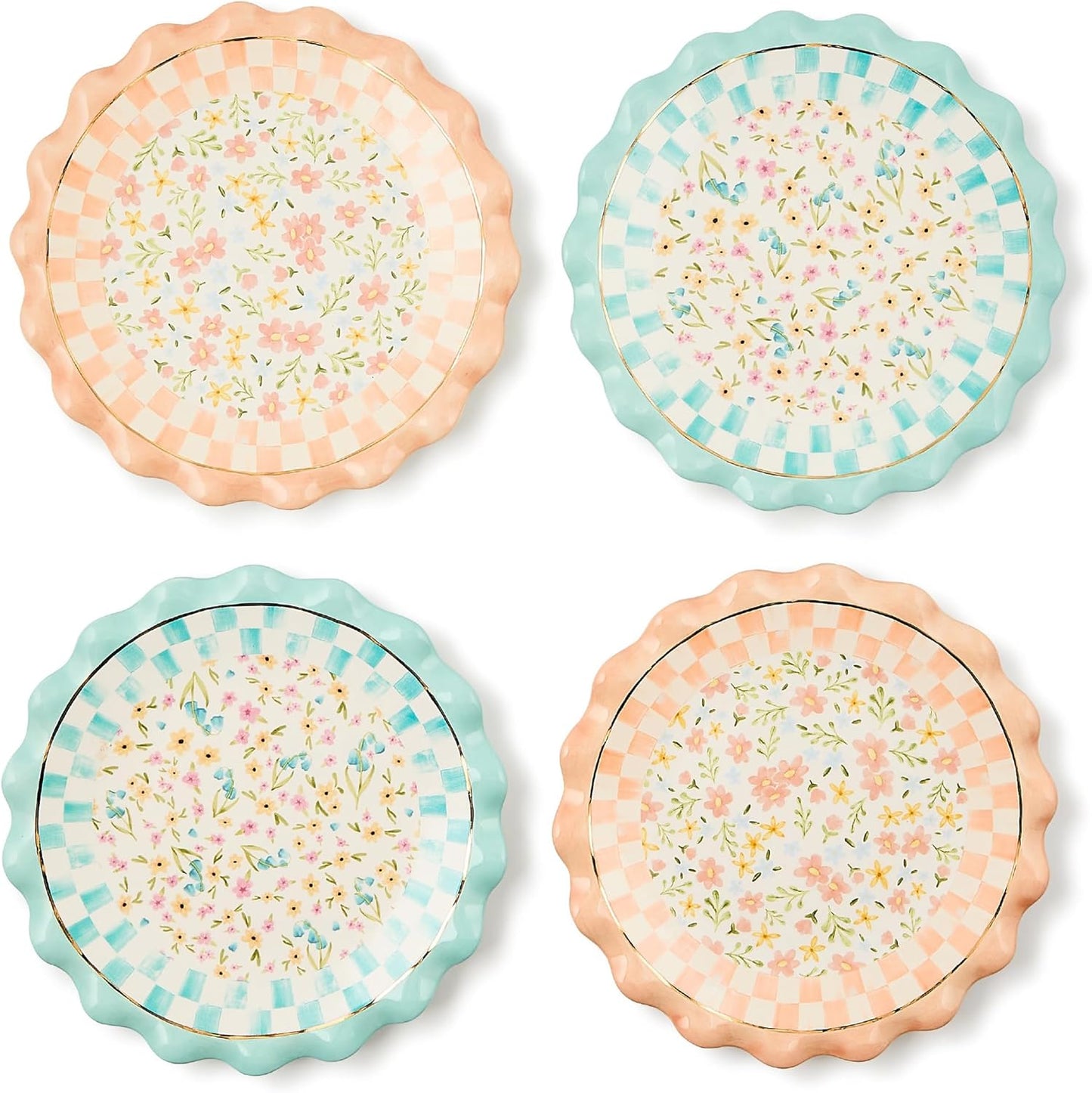 Set 4 Platos Cerámica Primavera 8pulg Posie Patch