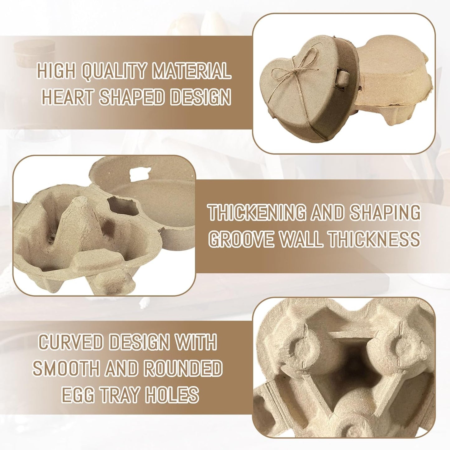 Cajas de cartón en forma de corazón para huevos de Pascua y San Valentín