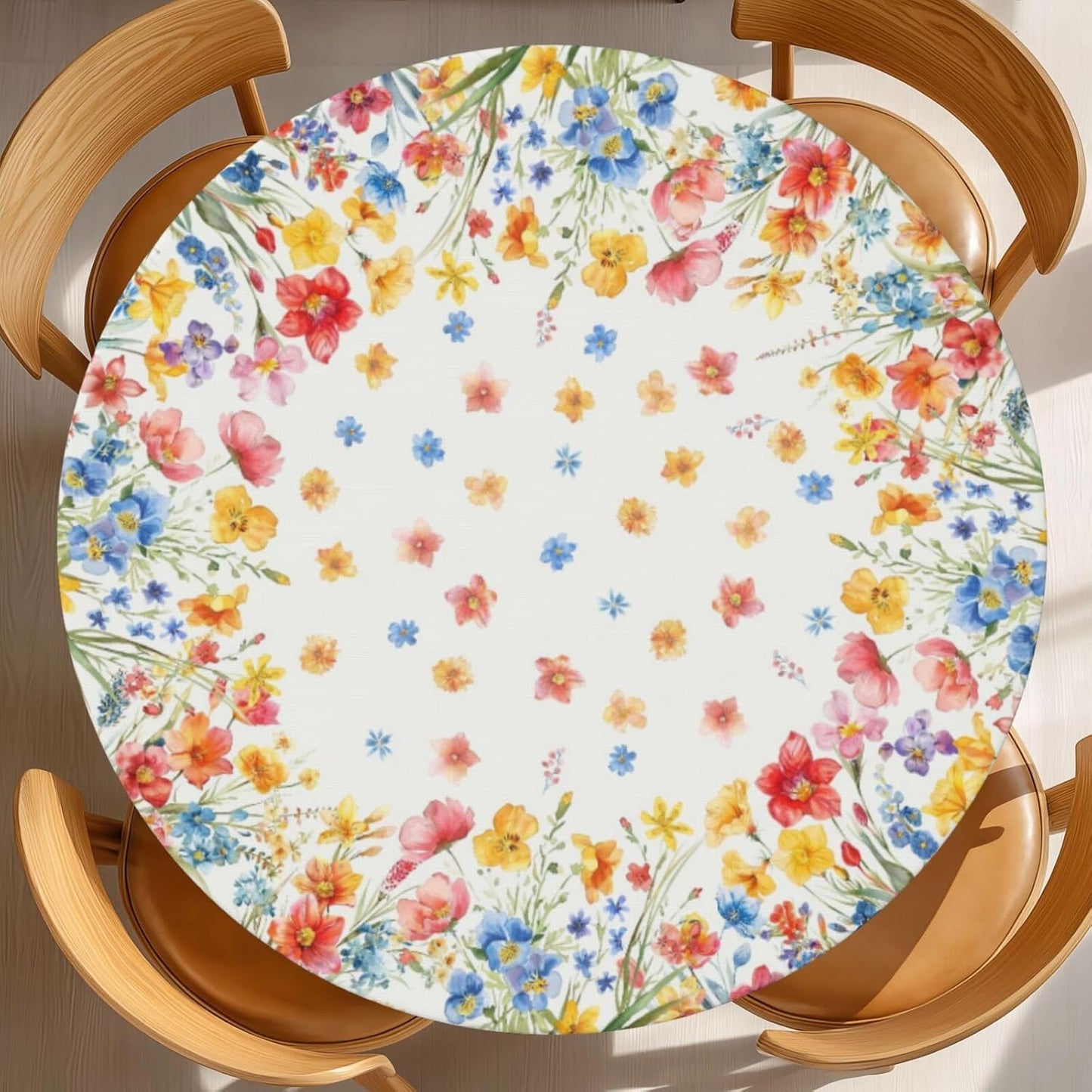 Mantel redondo ajustable con borde elástico colorido resistente al agua