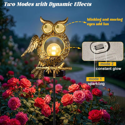 Luz solar búho impermeable con ojos LED parpadeantes