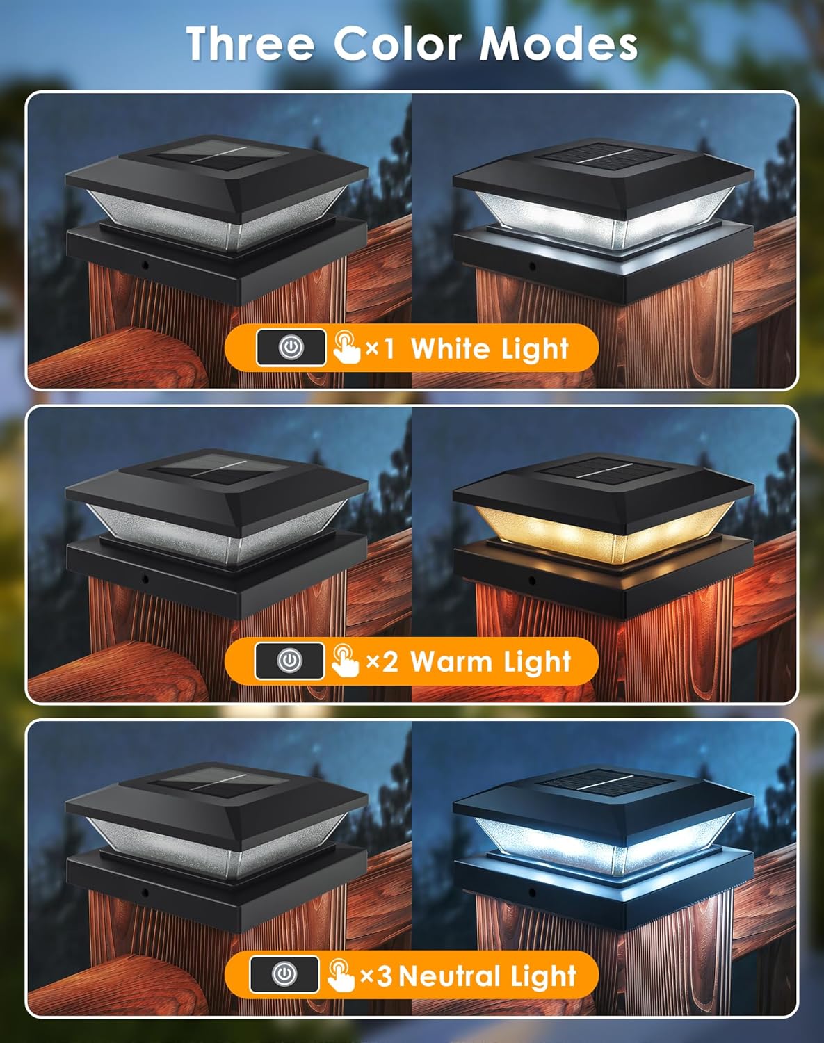 4x4 Postcap Luz Solar 12 Pzas 3 Modos Iluminación Exterior
