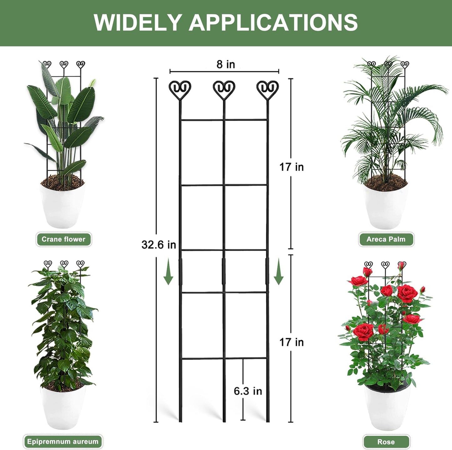 2 Estacas Monstera 32pulg Soporte Metal Trepadores