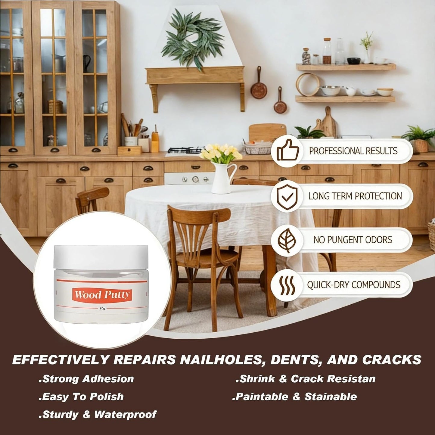 Kit masilla madera 2.82oz relleno blanco para reparaciones
