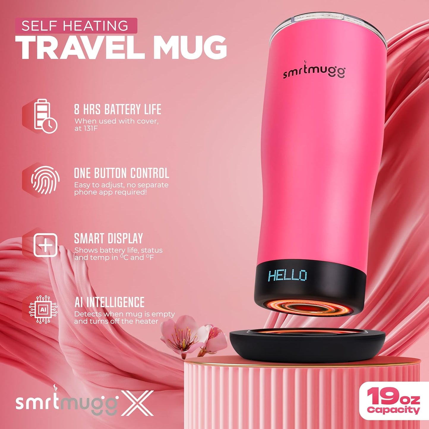 Taza café con calefacción 19 oz 8 hrs temp ajustable