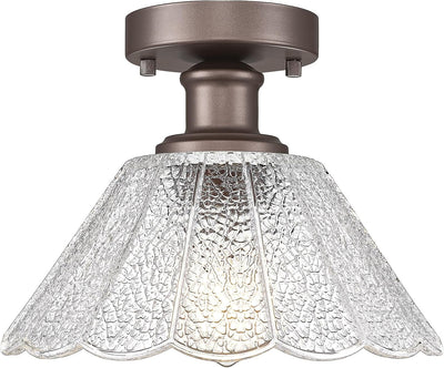 Lámpara techo 1 luz vidrio floral 10pulg bronce aceitado