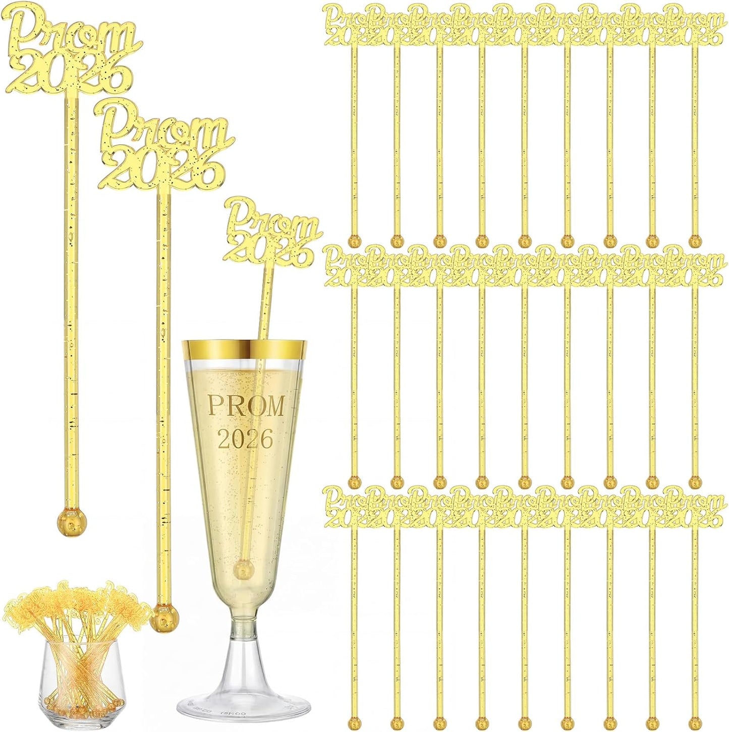 Palitos de graduación 2026 de 6 pulgadas reutilizables de plástico