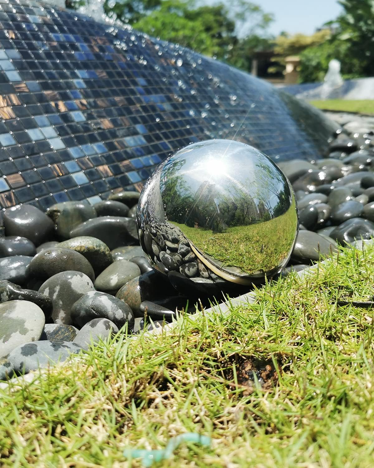 Bola acero inox 6pulg esfera hueca jardín decorativa