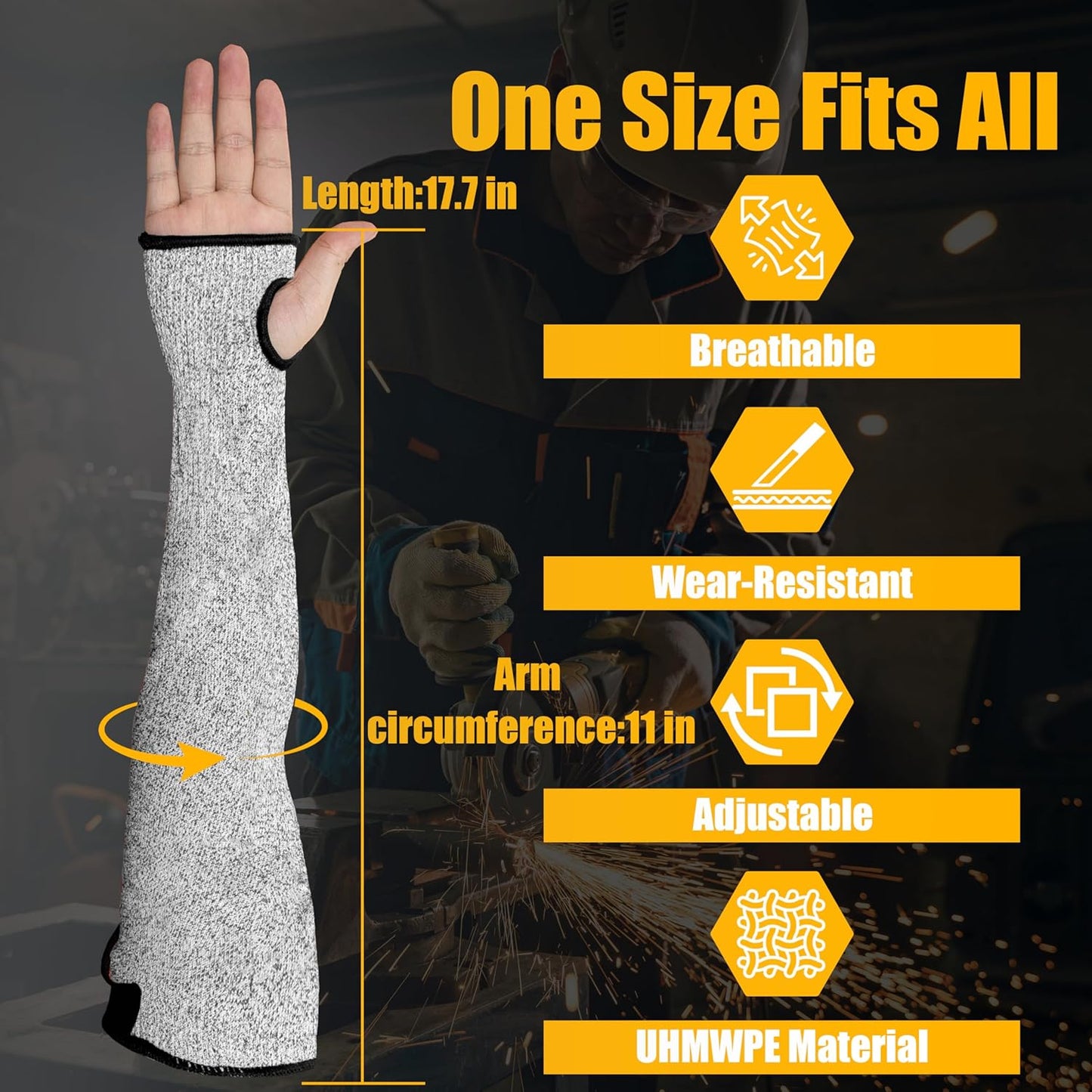 Protectores brazo resistentes cortes 18pulg para mujer hombre gato