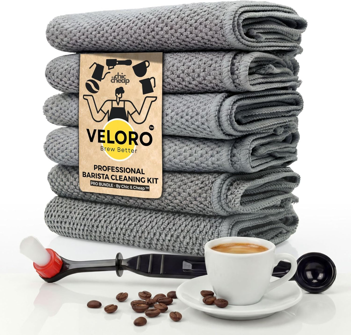 Paquete 6 Toallas Microfibra Kit Limpieza Cafetera Expreso Cepillo