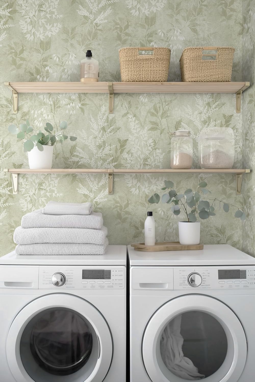 Papel tapiz autoadhesivo plantas vintage verde