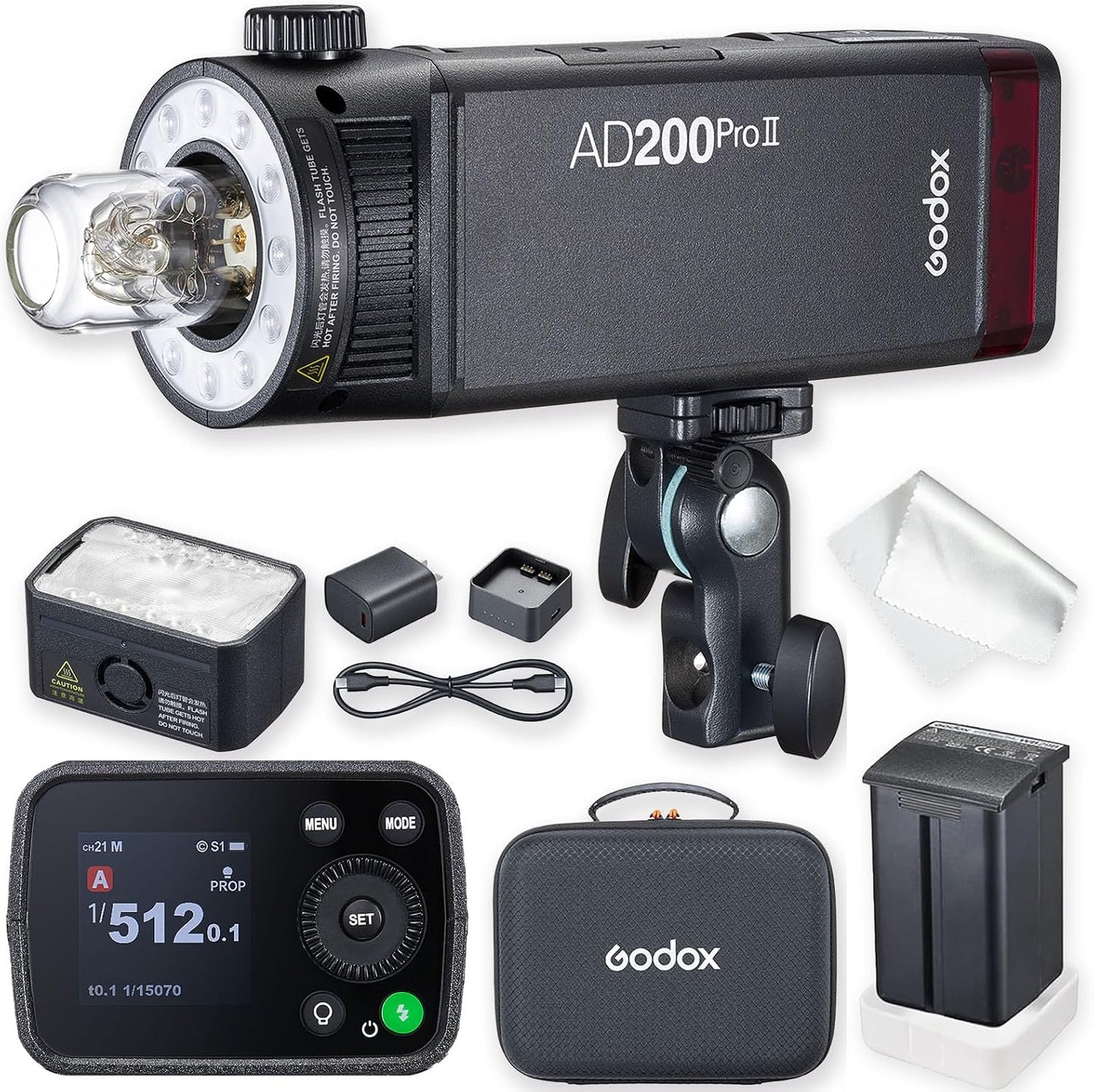 Flash de bolsillo TTL 200Ws AD200 Pro II con pantalla a color