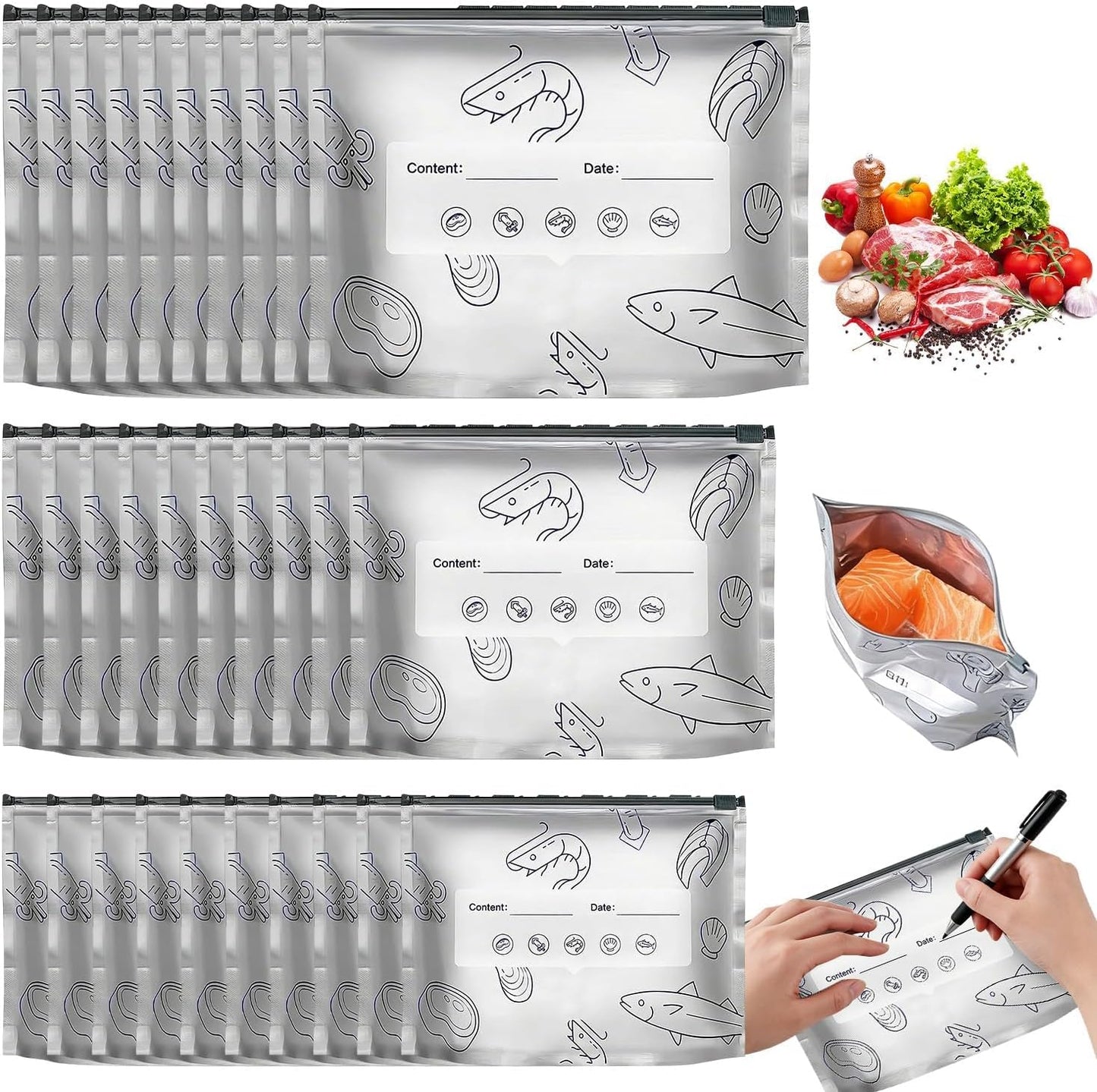 30 Bolsas Aluminio Reutilizables con Cremallera