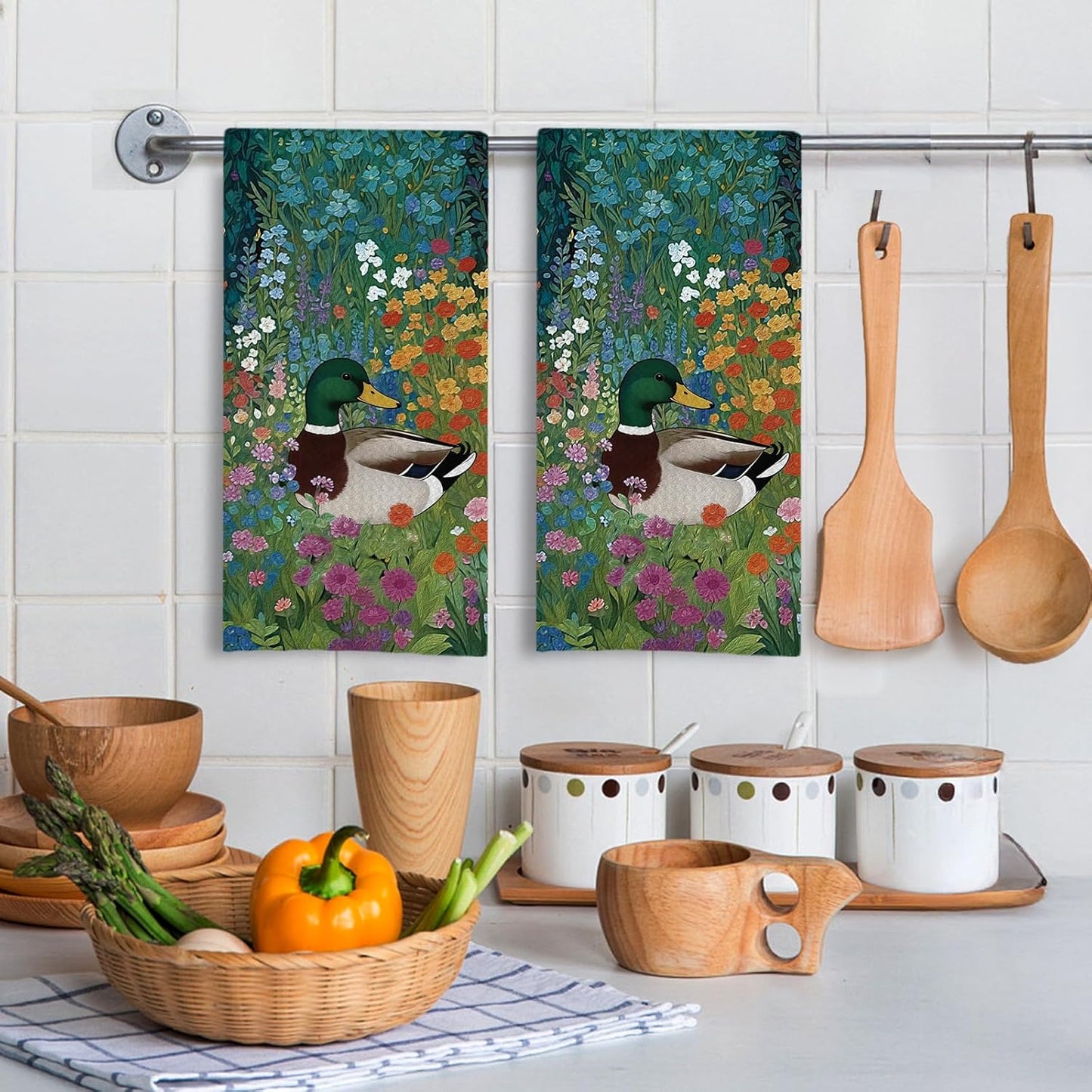 Toallas cocina 16x24 pulg flores mallard decorativas