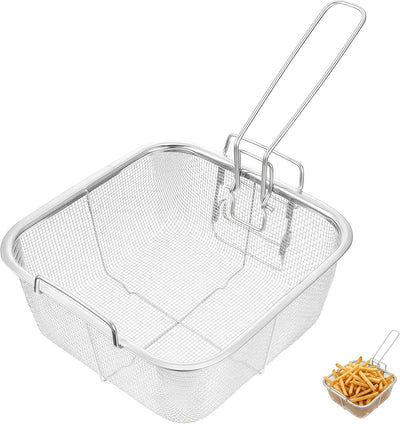 Cesta de acero inoxidable para freír con mango plegable