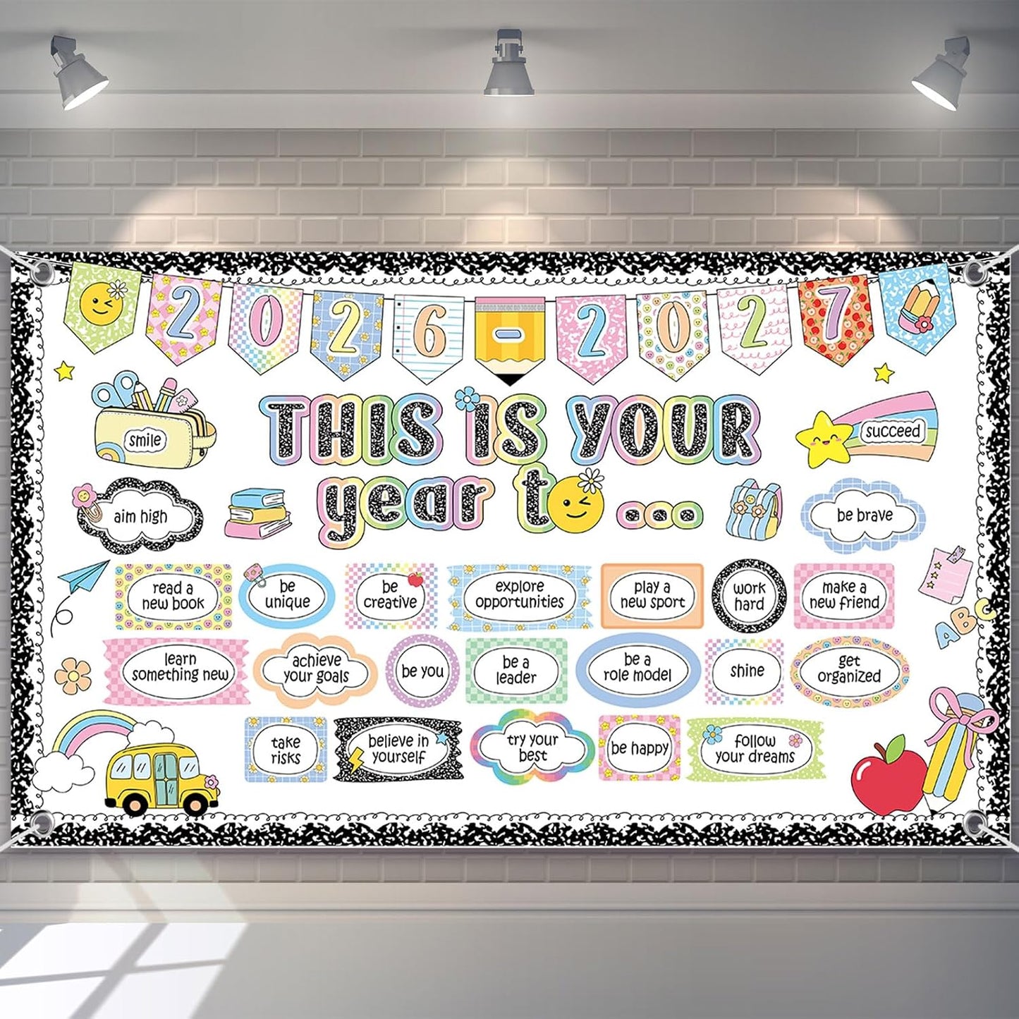 Banner motivacional 72.8x43.3pulg para aula