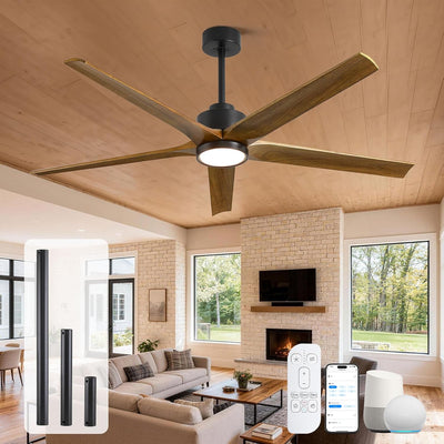 Ventilador techo exterior 60pulg madera maciza motor CC