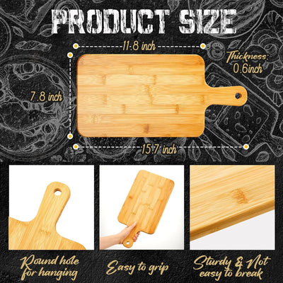 Tabla de cortar de madera con mango de acacia y bambú para cocina pizza pan queso embutidos frutas verduras