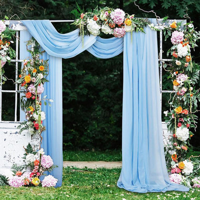 Telas cortinas arco boda 20ft x 28pulg gasa transparente azul