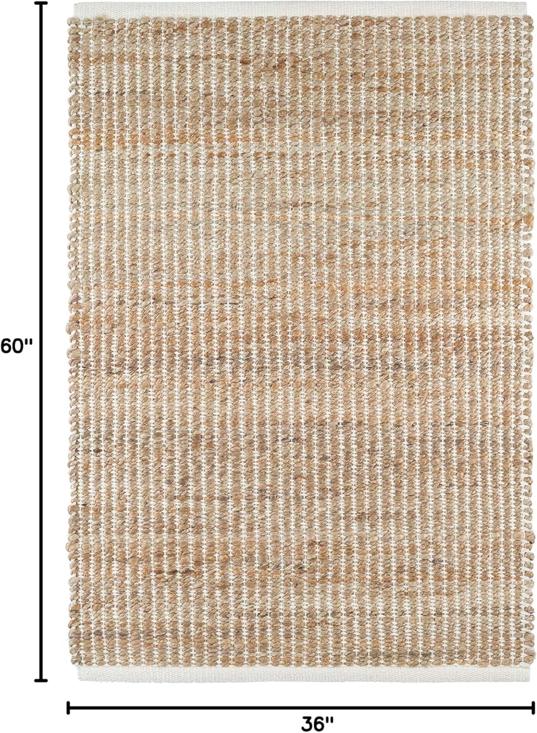 Alfombra yute tejida a mano rústica 3x5ft marfil