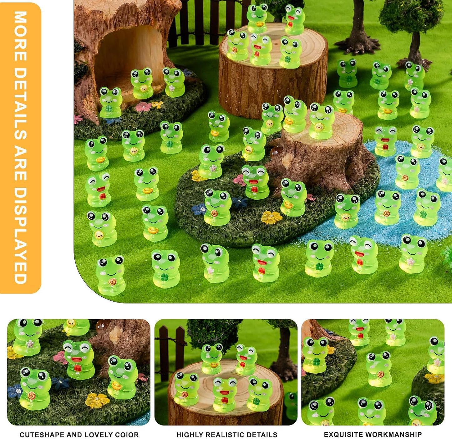 60 Pzas Ranas Resina Animales Luminosos Mini Jardín