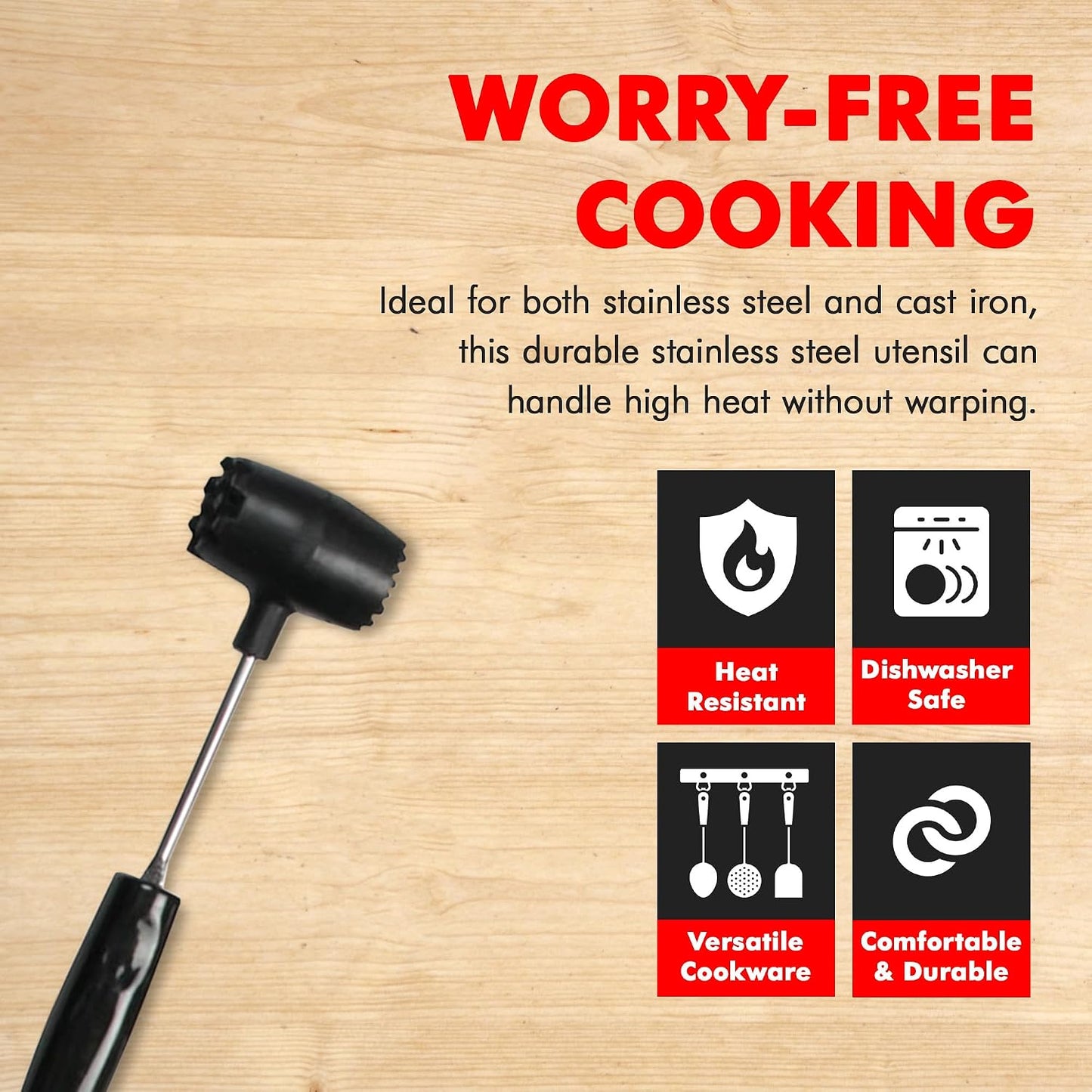 Ablandador carne acero inox 9.5pulg negro
