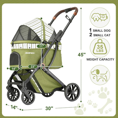Cochecito mascotas perros gatos pequeños plegable 35lb color verde