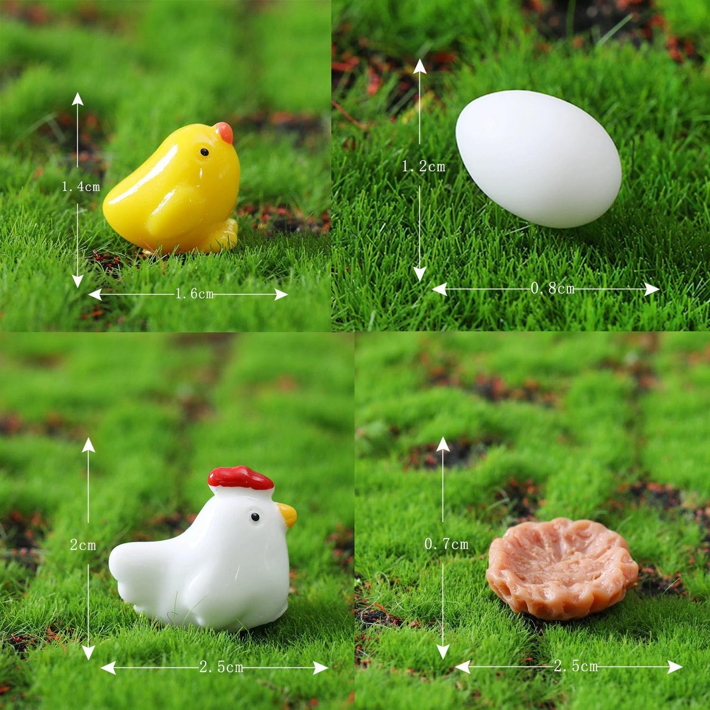 44 Pzas Miniaturas Pollo Jardín de Hadas
