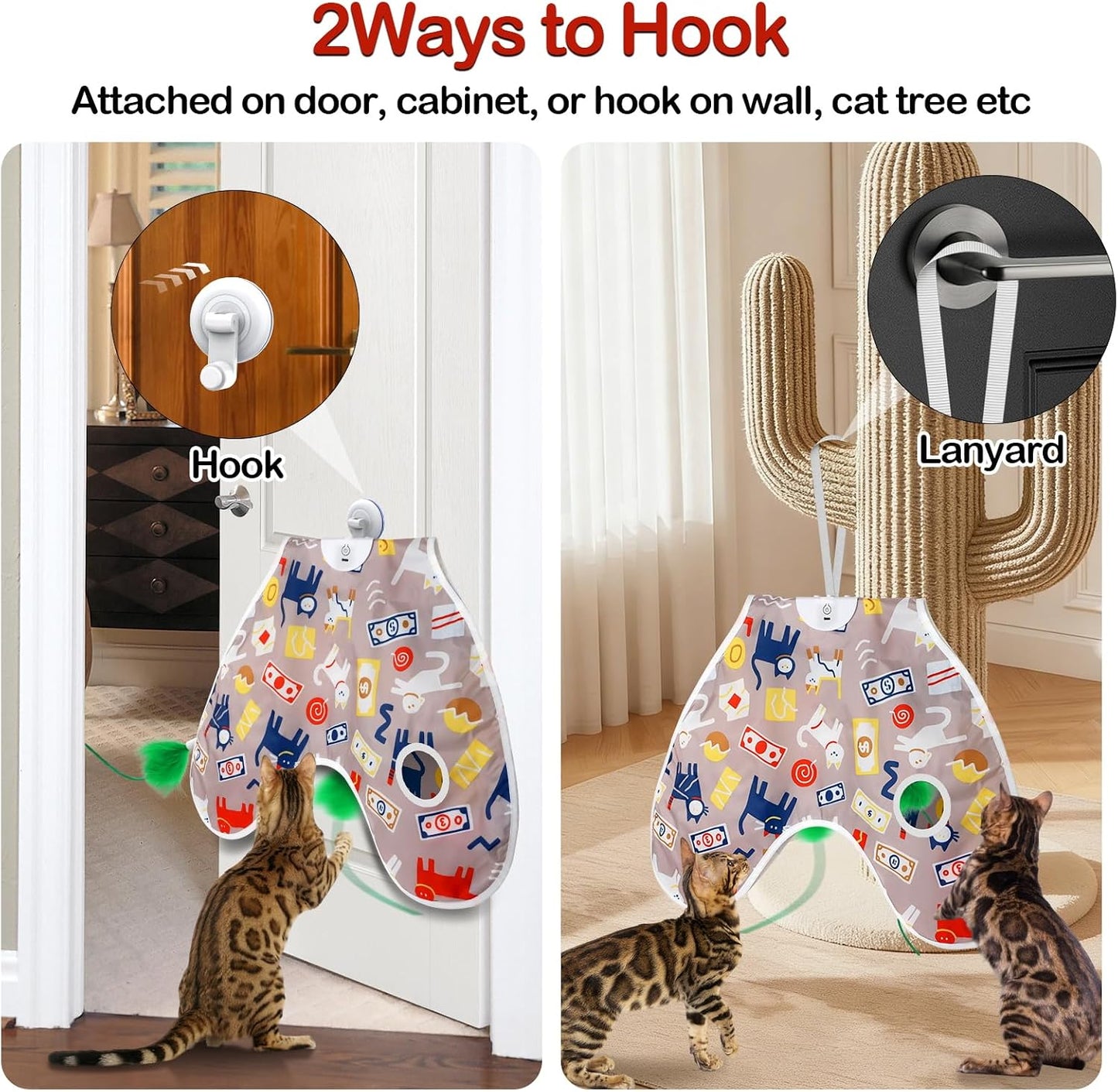 Juguetes interactivos para gatos con plumas ocultas rosa