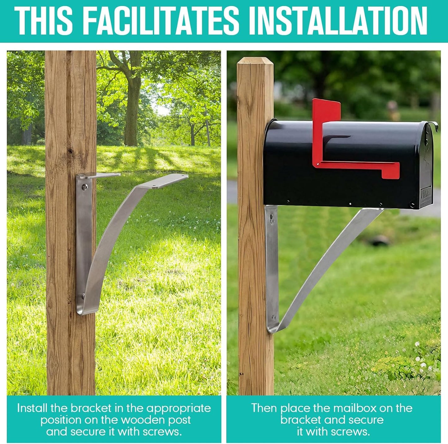Soporte buzón poste metal resistente plateado
