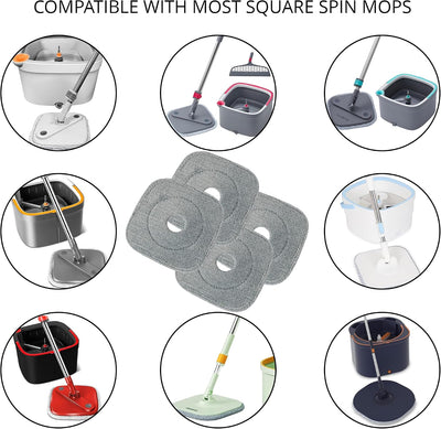 6 Almohadillas Microfibra 9pulg para Mopa Cubo Cuadrado