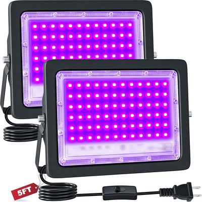 2 Luces LED Negra 50W IP66 con Enchufe para Fiesta Halloween