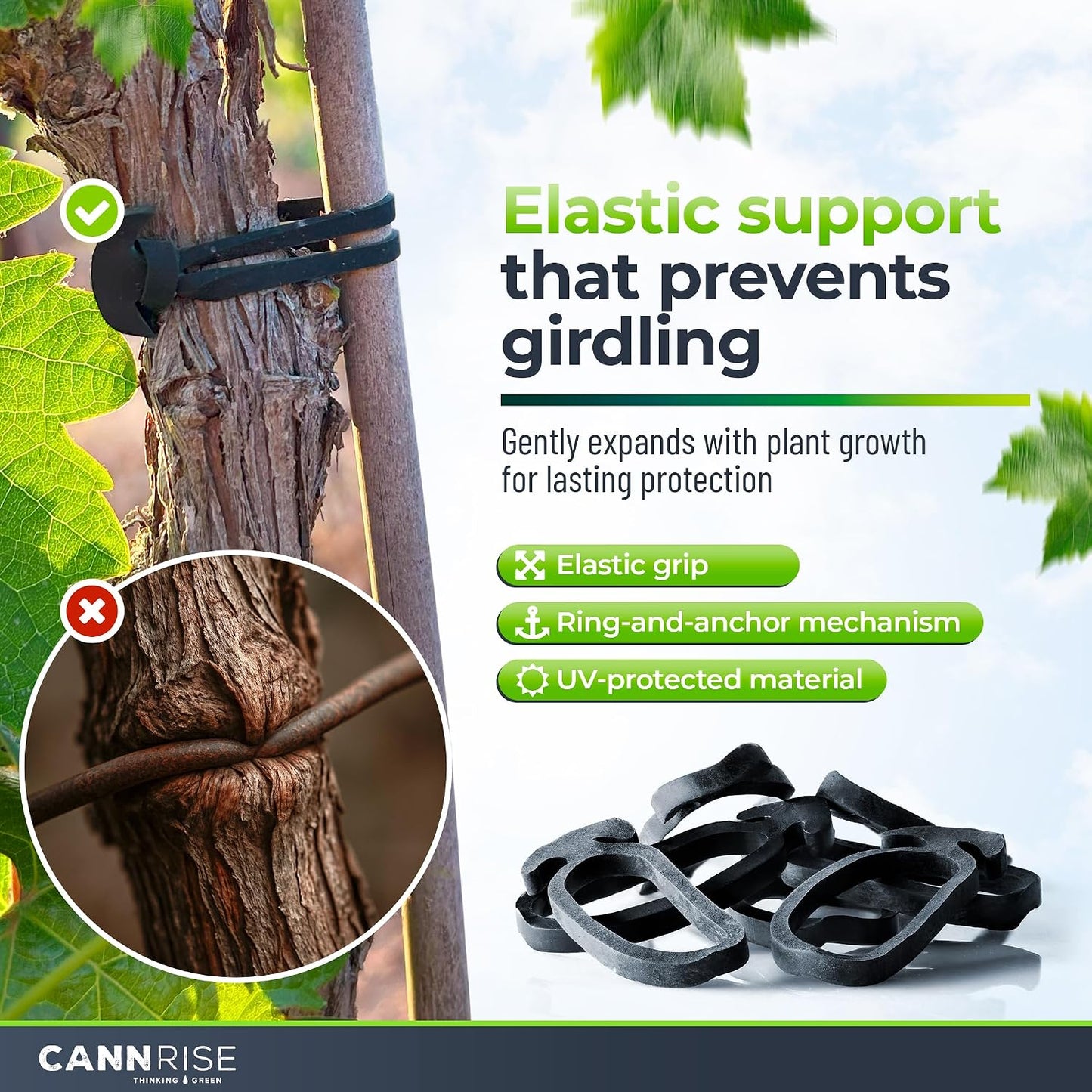 Bandas anclaje UV 3.14pulg paquete 70 lazos para vides y plantas