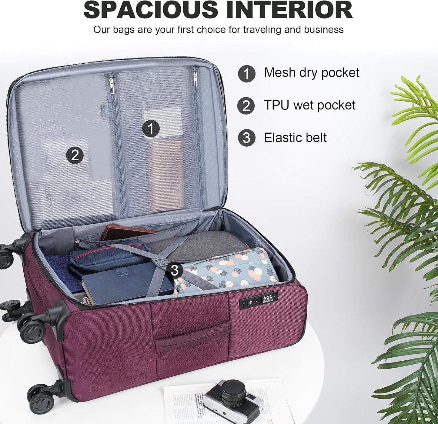 Equipaje mano expandible Softside 24pulg Borgoña