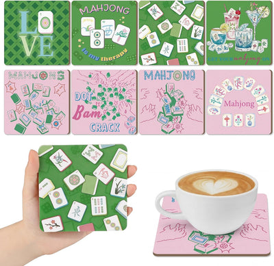 8 posavasos Mahjong de 3.94 pulgadas para taza, bebida y decoración