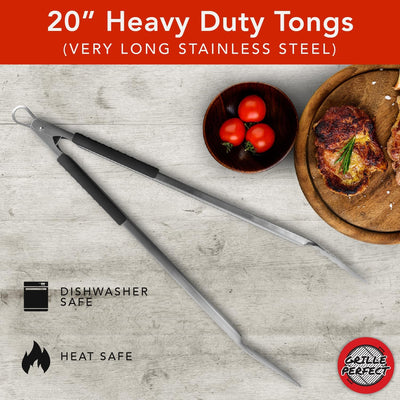 Pinzas parrilla 20pulg acero inox para asar barbacoa