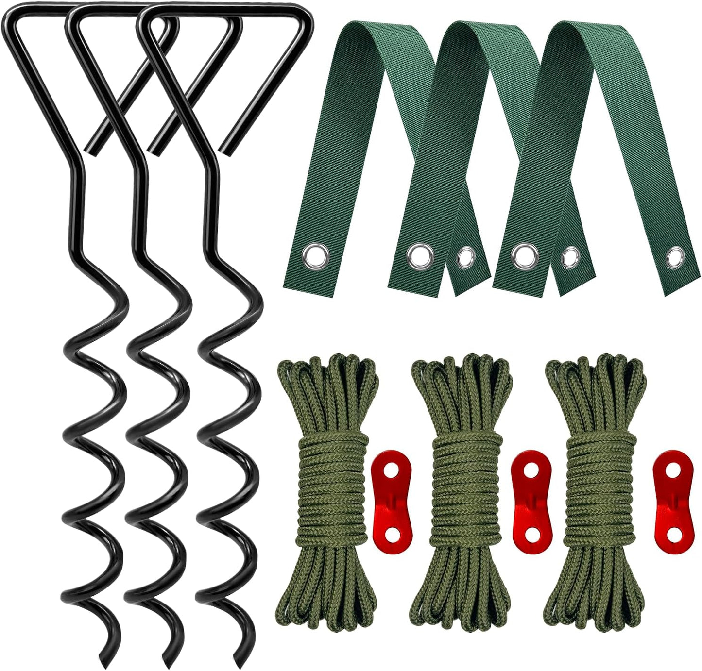 Kit estacas árbol 16pulg 3 correas cuerda 39ft
