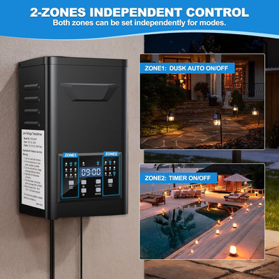 Transformador paisaje 300W 120V a 12V acero inox