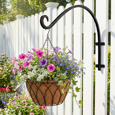 Soporte plantas colgantes 50lb ganchos metal negro 16pulg