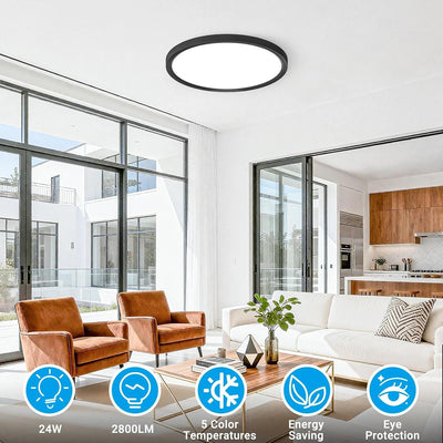 8 Lámparas LED empotrado 12pulg 24W 5 temperaturas cocina pasillo