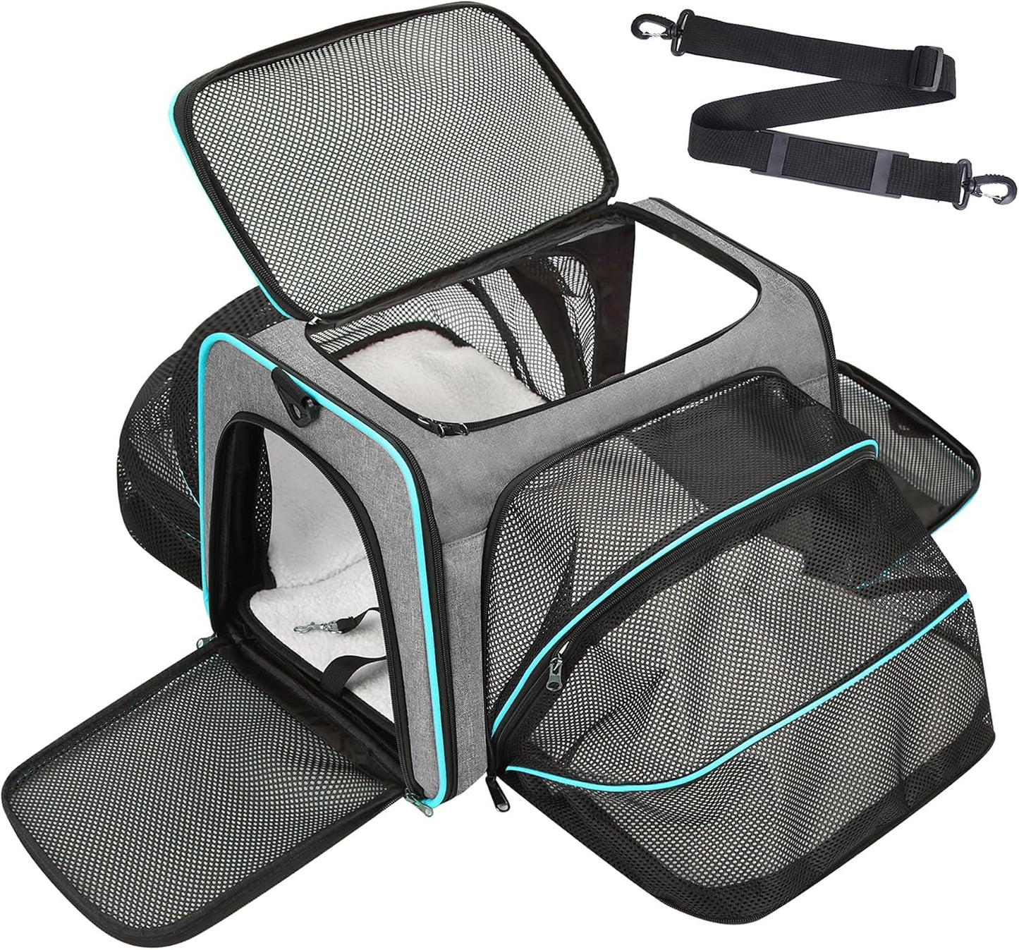 Bolsa viaje mascotas suaves TSA aprobada expandible gris