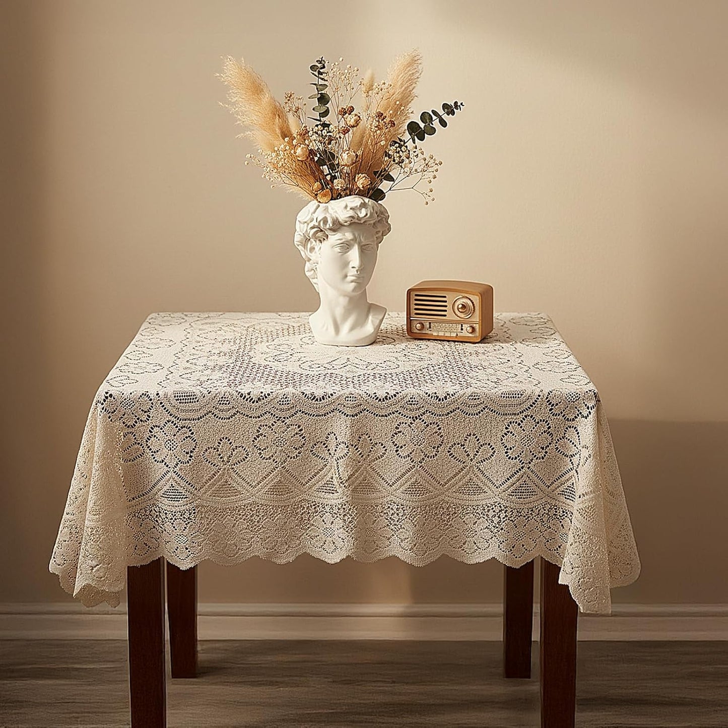 Mantel cuadrado encaje blanco 35.5x35.5pulg boda