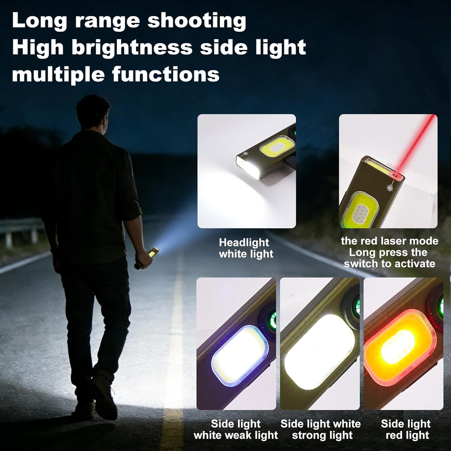 Linterna LED de bolsillo multimodo con base magnética