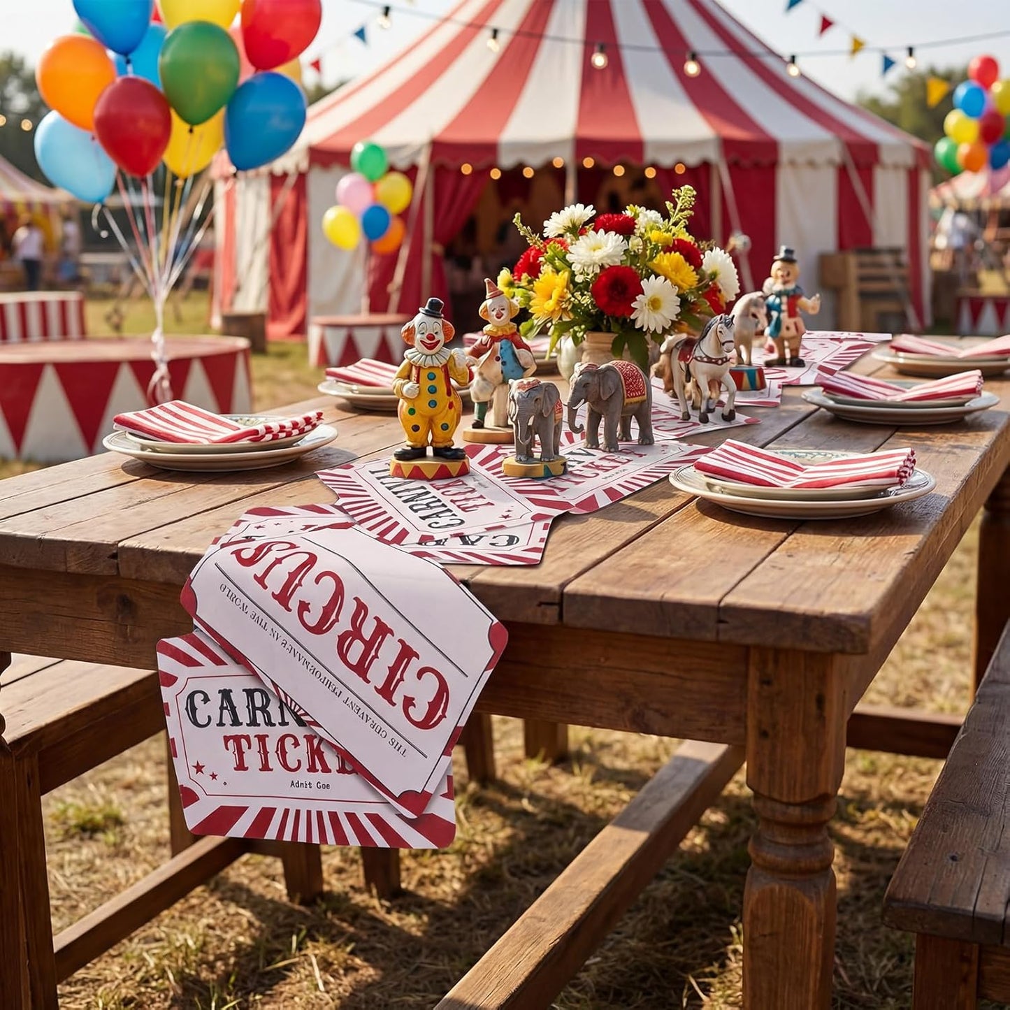 Decoración carnaval circo 12x72pulg camino mesa poliéster