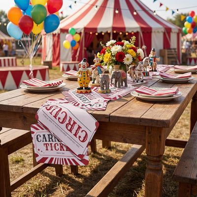 Decoración carnaval circo 12x72pulg camino mesa poliéster
