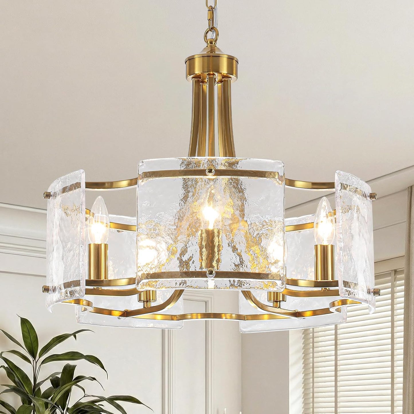 Candelabro oro cepillado lámpara cristal moderna 18.9pulg