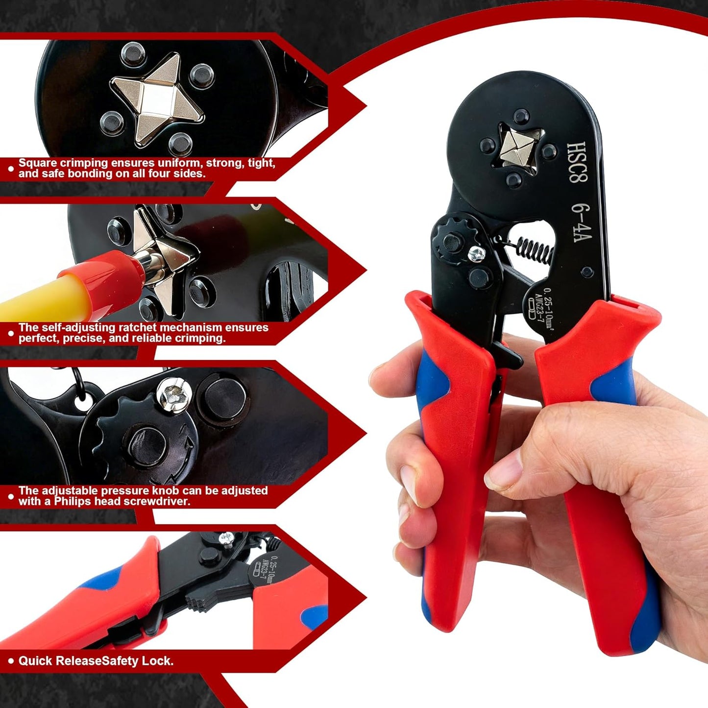 Kit crimpado virola 1250 conectores alicates 0.25-10mm2